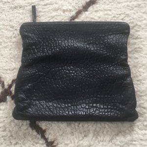 Clare V Black Pebbled Leather Fold Over Clutch